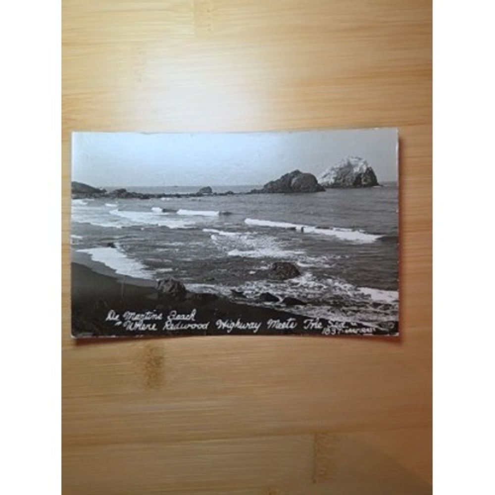 Vintage Art-Ray De Martins Beach Redwood Highway California RPPC Postcard